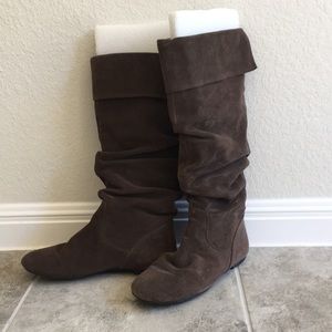 Brown Gray Suede Boots